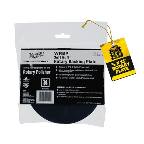 Meguiar's Professional Soft Buff Rotary Backing - Rotary Backing Plate for 7"- 8" Rotary Pads, Accepts a 5/8" Diameter Shaft, Hook and Loop for Machine Polishing, 1 Backing Plate