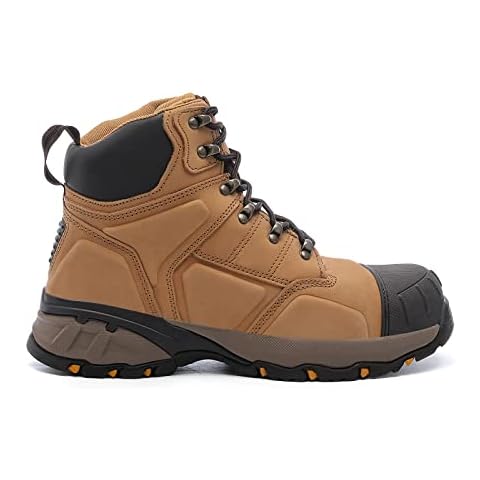 DRKA Steel Toe Work Boots for Men,Waterproof Durable Industrial and Construction Safety Footwear Mens Work Boots,Non-slip Cushioning Outsole Cover