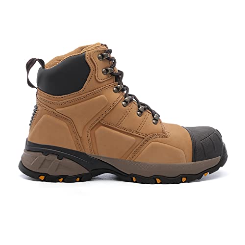 Image of DRKA Steel Toe Work Boots for Men,Waterproof Durable Industrial and Construction Safety Footwear Mens Work Boots,Non-slip Cushioning Outsole