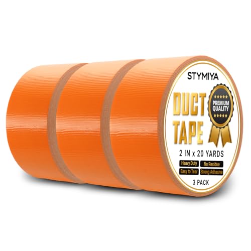 Orange Duct Tape Heavy Duty: Wide Waterproof Outdoor Duck Furniture Repair Tape Bulk - Strong Adhesive Weather UV Resistant No-Residue Masking Tapes Patterns Variety Pack (3, Orange)
