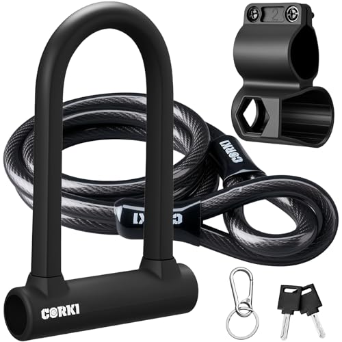 Corki Bike Lock Heavy Duty Anti Theft with 5ft Cable Bicycle U Lock