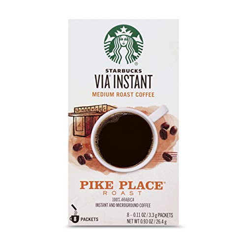 Starbucks VIA Instant Coffee, Medium Roast Coffee, Pike Place Roast, 100% Arabica, 12 boxes (96 packets total)