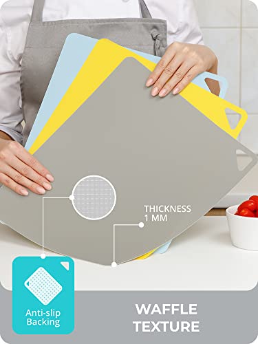 Voman Flexible Cutting Boards For Kitchen | Set Of 3 | Bpa-Free Cutting Mats For Cooking, Color Coded Cutting Board Mats | Non Slip Cutting Sheets | Plastic Cutting Board Set | Chopping Boards #TOP3