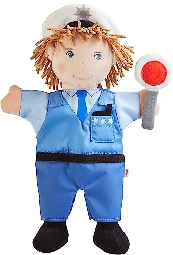Marionnette policier HABA jouet en peluche enfant 18 mois pour imaginer des histoires