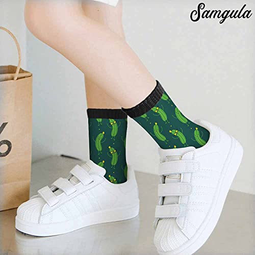Image of Crew Socks for Woman Size 6-8 Tropical Wildlife Bright Teal Girls Socks