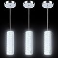 ROMYEAR 3-Pack Modern Crystal LED Pendant Lights for Kitchen Over Island with Remote, Adjustable Height Hanging Ceiling Light, Dimmable Chandelier for Dining Room, Bedroom, Living Room, Bar Counter