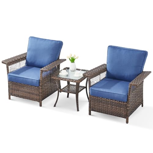 Artfurniz Wicker Outdoor Chairs Set - 3 Pieces Hollow Widen