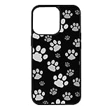 Cute Dog Paw Pattern Gift Case Puppy Lover Black White Print Case - Compatible with iPhone 14 Pro - Durable Non-Slip TPU Rubber Shockproof Slim Case (14 Pro)