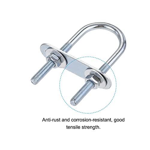 Image of METALLIXITY U Bolts 4 Sets (M6x34x75mm), Round U Bolt Steel with Accessories - for Construction, Pipe