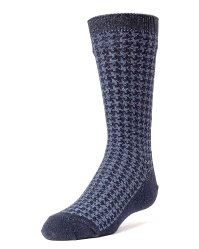 MeMoi Boys' Houndstooth Mercerized Cotton Dress Socks