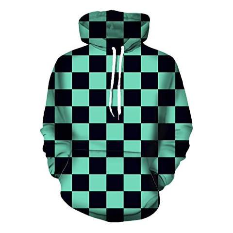 Zebery Demon Slayer Cosplay Zipper Hoodies, Unisex 3D Digital Printed Sweatshirt Costume Coat Green Cover