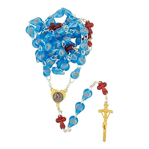 Radband för det ofödda | ljusblå hagel Mary tårdroppe pärlor | Our Lady of Guadalupe – skydd av det ofödda | Stor katolsk gåva | Tillverkad i Italien