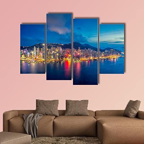 4 Teilig Bilder Wandbild Panorama Der Skyline Von Hongkong Bei Sonnenuntergang Hd Druck 4 Panel Painting Cover