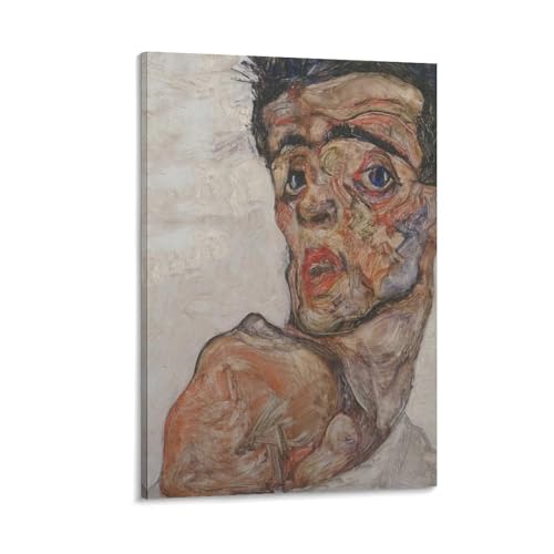 Poster Egon Schiele Autoportrait 40x60 cm pour décoration murale de chambre