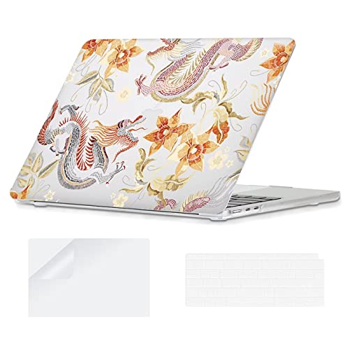 YOPAS Custodia Compatibile con MacBook Air M4 M3 M2 13,6 Pollici 2025 2024 2022 A3240 A3113 A2681, Plastica Cover MacBook Air 13 & Tastiera Cover & Protezione Schermo, Drago