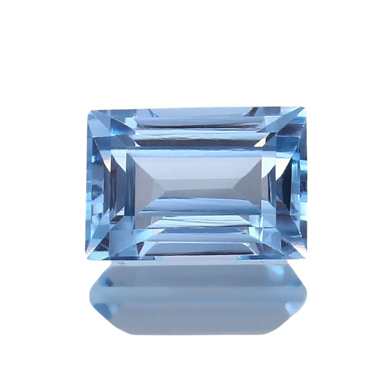 Aigue-marine de 10x7mm taille émeraude facettée, pierre naturelle pour bague et collier