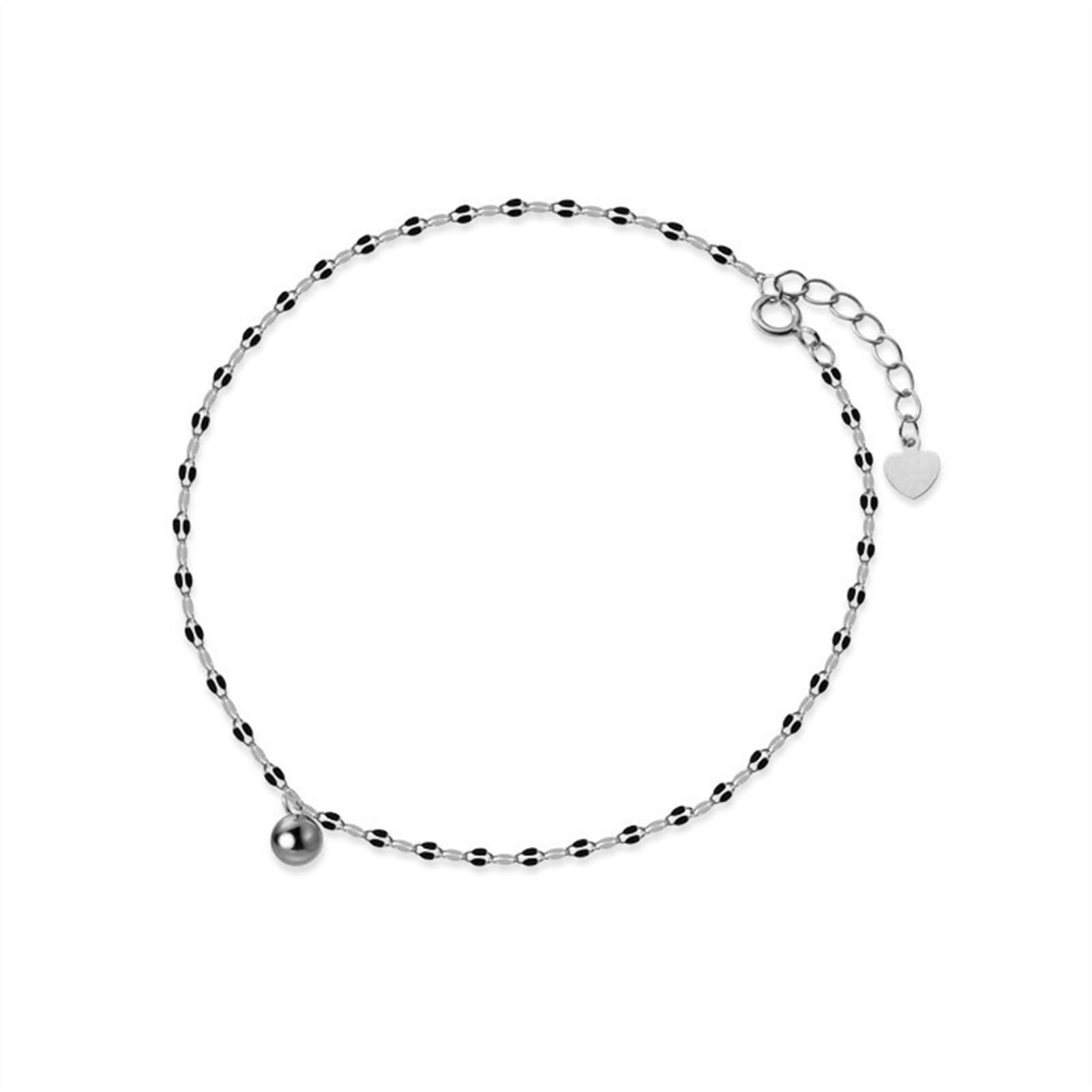 Fußkettchen Fußkettchen für Damen, 925er Sterlingsilber, goldene glänzende Perlen, Fußkettchen für Damen, Strandparty, Fußschmuck, Zubehör, Damen-Fußkettchen (Farbe: B)