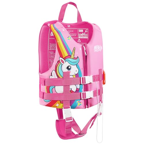 MoKo Swimming Vest for Kids 27-46 lbs, Clearance Children Swim Vests Water Activity Equipment Cute Pattern Watersports Swimming Device for Toddlers Boys Girls, M Size, Deep Pink Unicorn