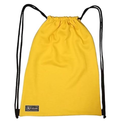 Minimalista Mochila Saco Bolsa de Moletom com Cordão, Esporte Academia Lazer (Amarela)