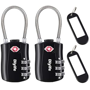 TSA Luggage Locks, [Newest Version][2 Packs] Diyife 3-Digit Security Padlock, Combination Padlocks, Code Lock for Travel…