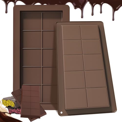 SilverChry 2 Pezzi Stampo in Silicone per Cioccolato Dubai - Tavoletta e Praline Extra Profonde Con 10 Scomparti
