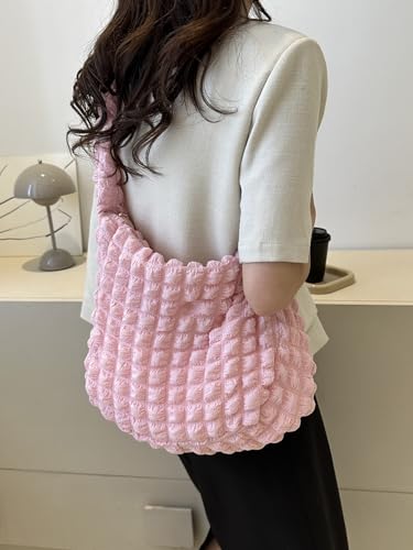 OYOANGLE Women's Puffer Tote Bag Quilted Puffy Shoulder Bag Hobo Handbags Crossbody Bag4