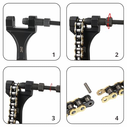Image of DYC 420 Gold Chain 132 Links with 5 Master Links and Chain Breaker Tool | Gold 420 chain kit for mini bikes pit bikes ATVs and go karts using 420 sprockets