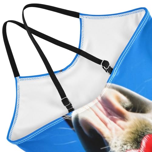 Funny Horse Red Lipstick Girls Swim Suit with Adjustable Shoulder Strap, Beach Bathing Suit, 3-104