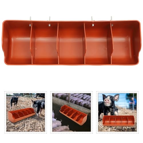 Comedero para cerdos de plástico resistente con 5 compartimentos naranja 8