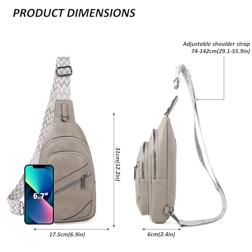 Image of TANTOMI Sling Bag Crossbody Bags for Women Leather Cross Body Bag Trendy Fanny Pack Chest Travel Purse with Adjustable Strap