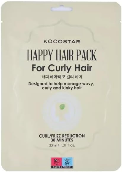 KOCOSTARHappy Hair Pack For Curly Hair Type | Designed To Help Manage Wavy, Curl And Kinky Hair | 30 Minutes Curl/Frizz Reduction | 30Ml