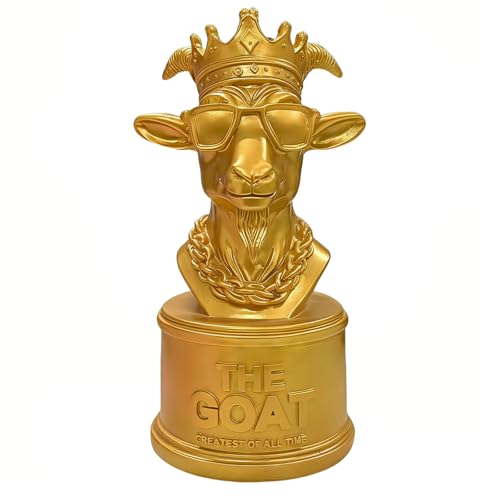 Irosiy The Goat Trophy Award - Greatest of All Time Funny Trophy for Winners with Golden Engraved Plate - Perfect for Competitions, Office and Party Winners - Unique Goat Decor (Round Bottom - Gold)