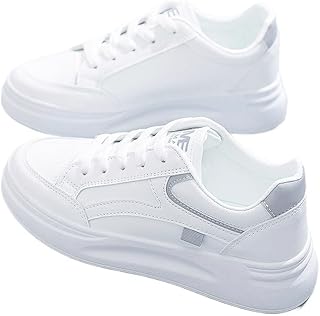 Women's Plus Size Classic White Casual Sneakers: Stylish, Breathable, Id...