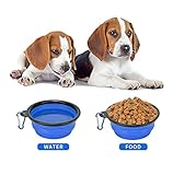 Faltbarer Hundenapf, Tragbarer Wassernapf mit Karabiner für Hunde, Katzen und Haustiere (S 350ml, Blau)