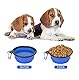 Zusammenklappbarer Hundenapf, zusammenklappbarer Wassernapf für Katzen, Hunde, tragbarer Futternapf mit Karabiner, Größe S (350 ml), Blau