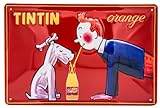 TinTin - Tim und Struppi - Retro Comic Blechschild - hochwertig geprägtes Stahlblech Schild, 30 x 20 cm, rot