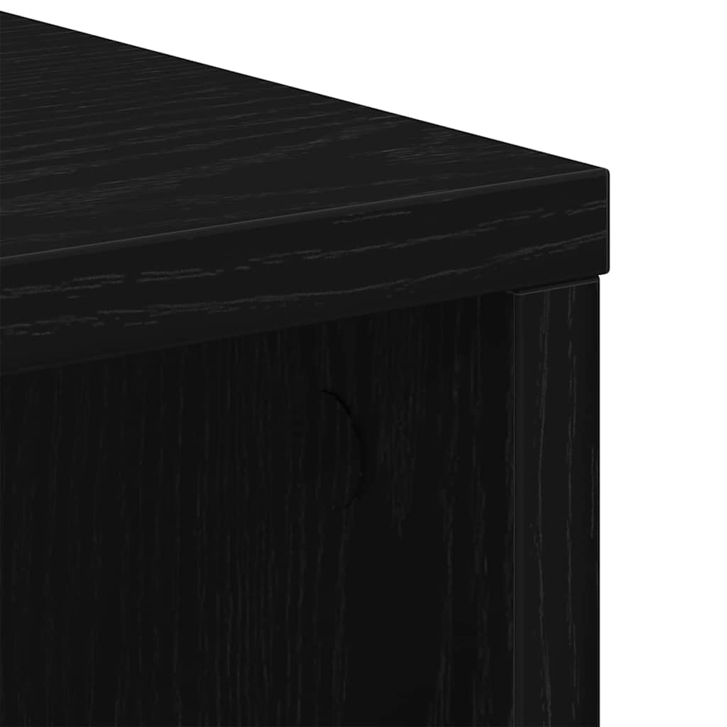 Mobiler Büroschrank auf Rollen, Aufbewahrungsschrank in Schwarz Eichen-Optik, 60 x 53 x 72,5 cm, Stabiler Rollcontainer mit 2 Fächern für Aktenordner und Bürobedarf