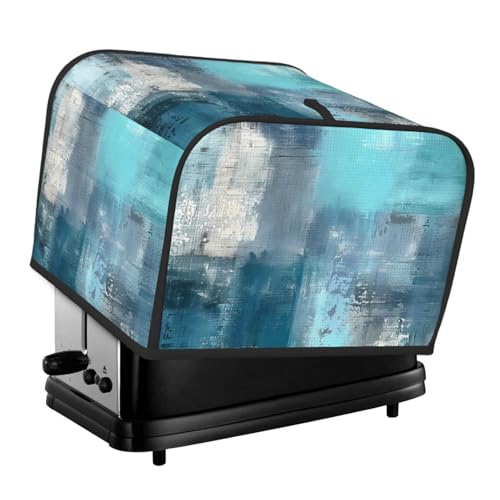 DXTKWL Toaster Cover 4 Slice Teal Turquoise Art Texture Waterproof Appliance Cover with Hang Loop Bread Baker Toaster Cover for Kitchen