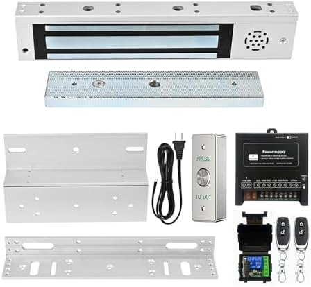 Door Access Control System Inswinging 600lbs Magnetic Lock Kit Build-in Alarm Beeper with ZL Bracket Remote Controller Exit Button