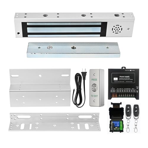 Door Access Control System Inswinging 600lbs Magnetic Lock Kit Build-in Alarm Beeper with ZL Bracket Remote Controller Exit Button
