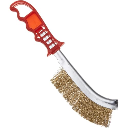 Spazzola Metallica per Pulizia con Manico Ergonomico | Filo di Acciaio Ottonato Ondulato Tipo Spid | Rimozione Ruggine Vernice Scorie Saldatura | Per Officina Fai da Te Professionale
