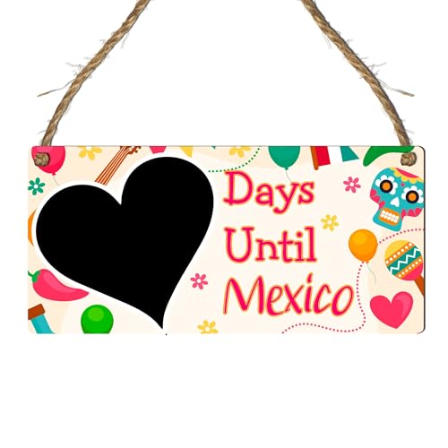 Days Until Mexico Countdown Plaque - Custom Holiday Countdown Sign with Colourful Mexican Fiesta Theme - Holiday Decor - 19cm x 9cm (Bright Floral, Without Pen)