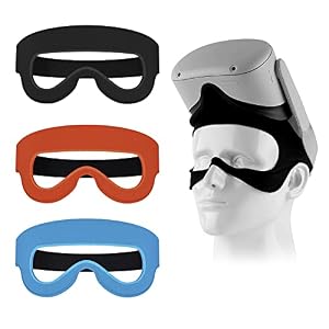 Geekria 3-teilige VR-Augenmaskenabdeckung, kompatibel mit Oculus Quest 2, HTC Vive, PS, Gear, VR-Workouts, atmungsaktives Schweißband, Spiel, Virtual-Reality-Spiele, Zubehör, VR-Nutzung