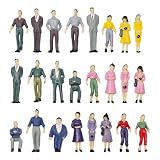 Sandyseptember Figuras de personas a escala 1:50, figura de personas sentadas de pie, figuras pequeñas pintadas de personas pasajeras para escenas de tren ferroviario modelo miniatura