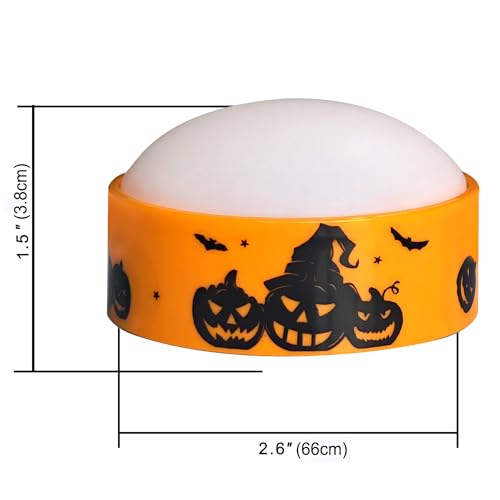 Image of CANDLE CHOICE Halloween LED Pumpkin Lights with Remote Timer Bright Flickering Battery Operated Jack-O-Lantern Electric Flameless Candles with Decals Halloween Decorations Holiday Decor 4 Pack Orange