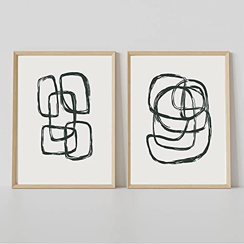 Poster scandinave abstrait pour salon moderne lot de 2 toiles 50x70 cm