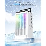 Klimaanlage mobil Luftkühler- Mobiles Klimageräte 1500ml Persönlich Ventilator mit 4 Windgeschwindigkeiten Wassertank 7 Farben Licht 2 Sprühfunktion, 1-8H Timer, für Schlafzimmer Büro – Bild 2