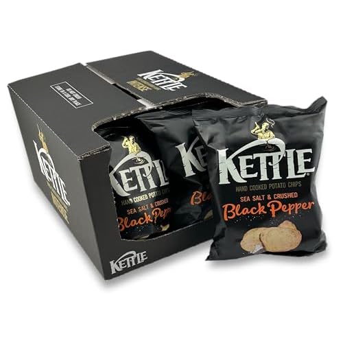Kettle Chips Sea Salt & Crushed Black Pepper, hand-frittierte Kessel-Chips, in unterschiedlichen Geschmacksrichtungen 10x 130 g
