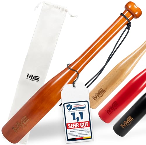 Robuster Massivholz Baseballschläger aus Holz 18 Zoll 48cm Outdoor Baseball Schläger mit Schlaufe und Tragetasche für Training und Selbstverteidigung Self Defense Baseball Bat (Dunkelbraun)