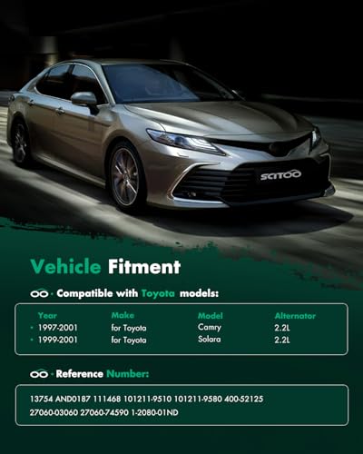 Image of SCITOO Alternator Fits for Toyota Camry 1997 1998 1999 2000 2001 L4 2.2L, Solara 1999 2000 2001 L4 2.2L - 12V 80 Amp CW 5-Groove Pulley, 13754 AND0187 101211-9510 400-52125 27060-03060